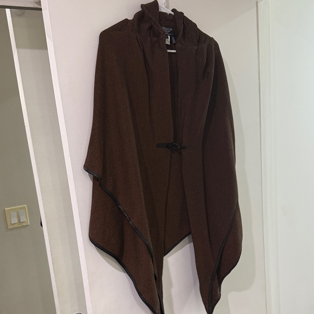 Women's Hooded Poncho Cape in Brown
